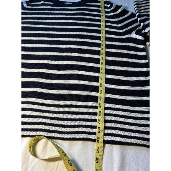 J Jill Womens Sweater 4X Black And White Striped Sweater Lightweight Nautical - Picture 4 of 8